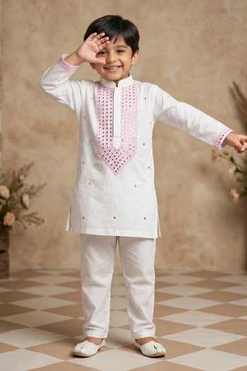 Byb Premium White Embroidered Kurta Pyjama Set 