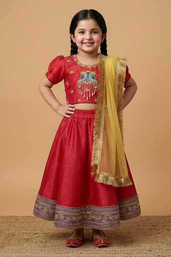 Byb Premium Bird Hand Embroidered Silk Lehenga Set