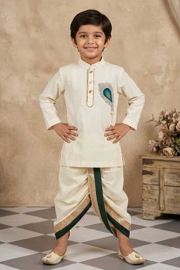 Byb Premium Embellished Off White Kurta Dhoti Set 