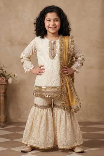 Byb Premium Embroidered Sequin Placket Kurta Sharara Set 