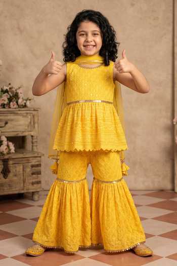 Byb Premium Embroidered Kurta Sharara Set 