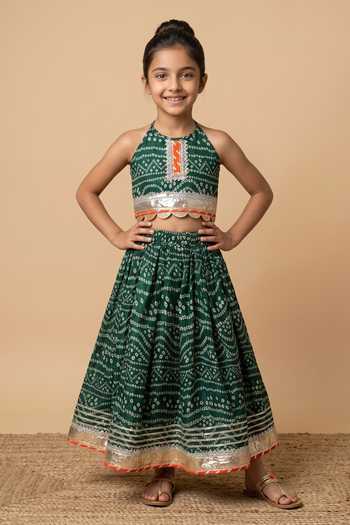 Byb Premium Dark Green Embellished Top & Skirt Set 