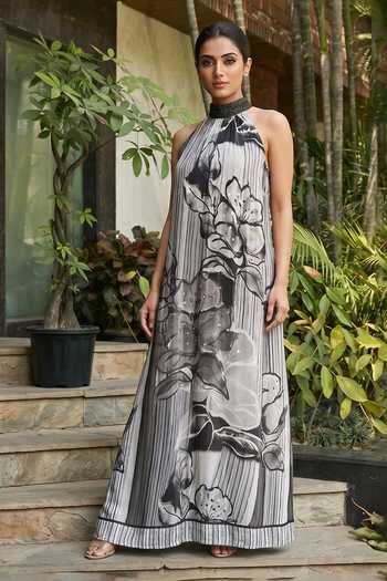 Ajiesh Oberoi Floral Print A-Line Dress