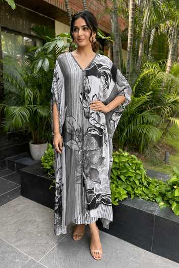 Ajiesh Oberoi Printed Kaftan and Pant Set