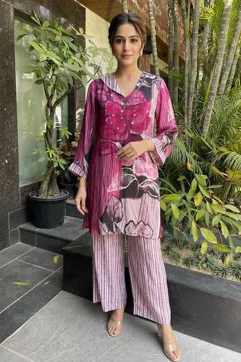 Ajiesh Oberoi Floral Print Kurta & Pant Set