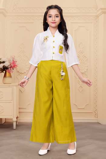 Mini Stitch Coconut Embroidered Top & Palazzo Set 