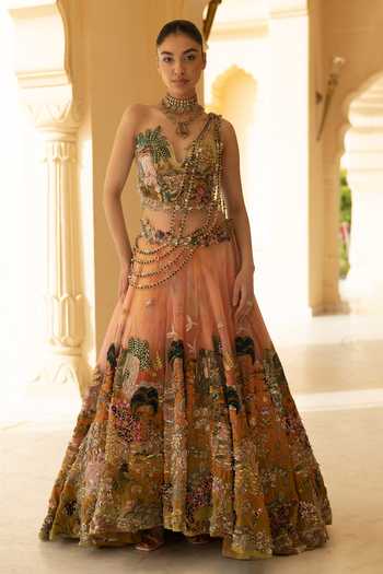 Moledro Embroidered Corset & Lehenga Set 