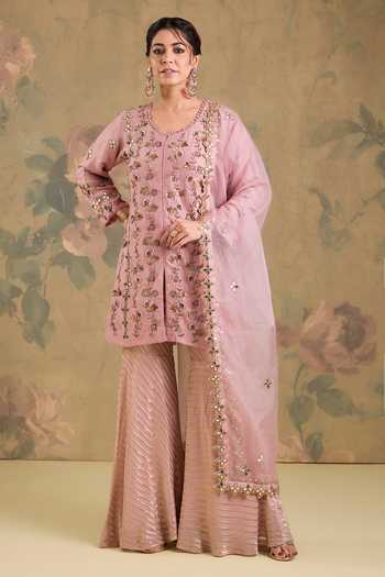 Studio A Embroidered Short Kurta Gharara Set 