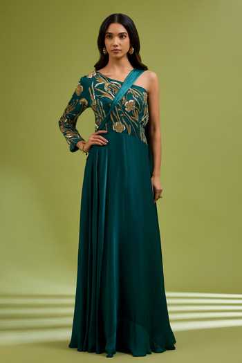 Ewoke One Shoulder Embroidered Gown 