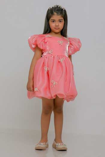 Lil Angels Peach Pearl Bow Dress 