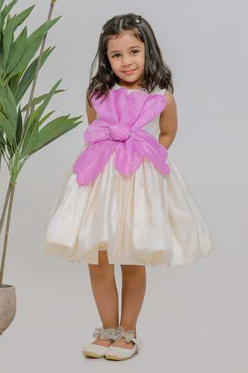 Lil Angels Petal Applique Embroidered Dress 