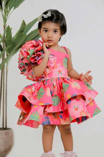 Lil Angels One Shoulder Printed Dress 