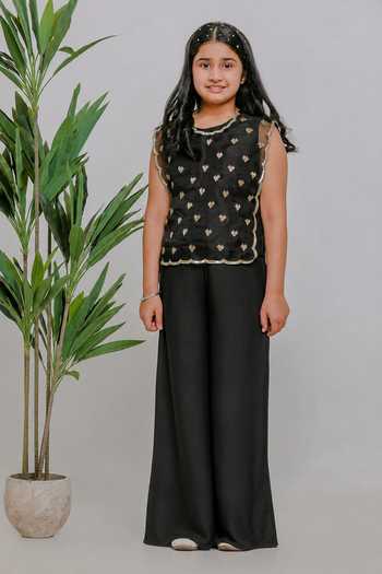 Lil Angels Heart Embroidered Bib & Palazzo Set