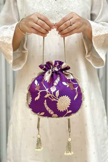 AMYRA Satrangi Banarasi Woven Potli 