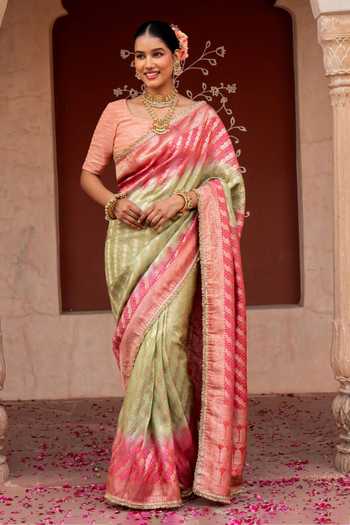 Zal From Benaras Handloom Saree With Unstitched Blouse Fabric 