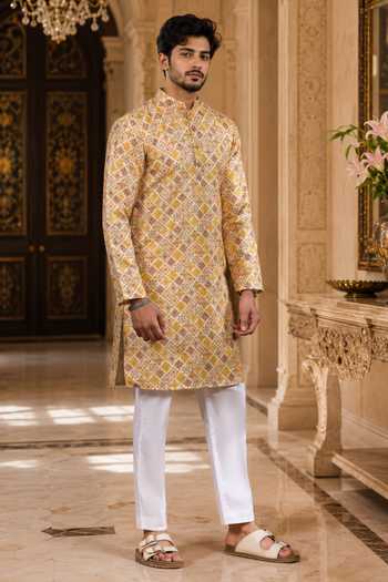 Jhambthreads Geometric Print Kurta & Pant Set 