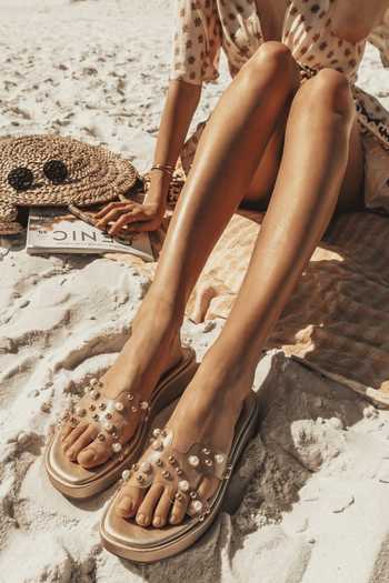 Sole Mates by Palak Gold Mist Embellished Wedges 