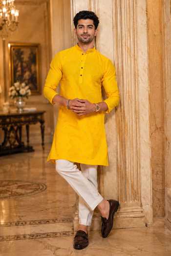 Jhambthreads Woven Plain Kurta & Pant Set 
