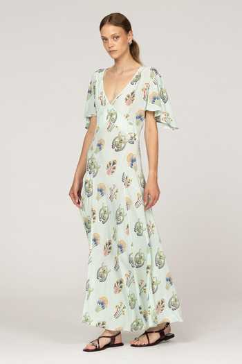 Inoa Aster Floral Print Silk Dress 