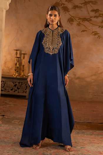 Angad Singh Silk Placement Embroidered Kaftan 