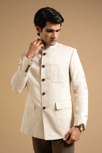 Gargee Designers Cotton Linen Textured Bandhgala 