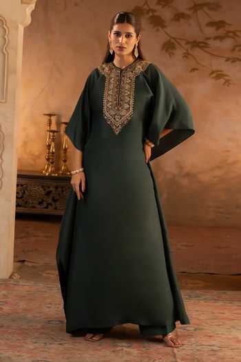 Angad Singh Yoke Embroidered Kaftan Dress 