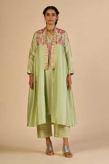 Gulabo By Abu Sandeep Chanderi Embroidered Coat 