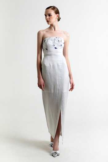Raison D'Etre Atelier Morning Mist Floral Embroidered Gown 