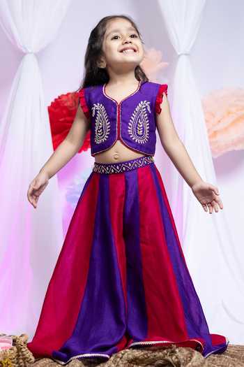 Label Kiaa Embroidered Blouse & Palazzo Set 
