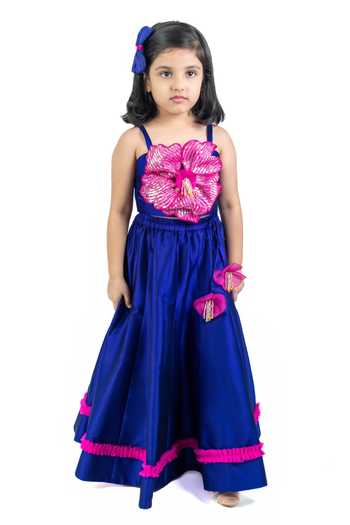 Label Kiaa 3D Flower Embroidered Top & Lehenga Set 