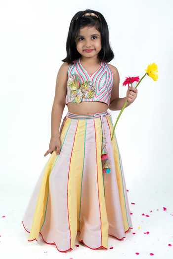 Label Kiaa Embroidered Top & Lehenga Set 