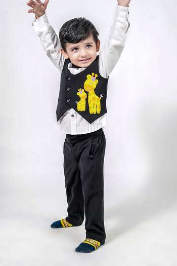 Label Kiaa Giraffe Embroidered Waistcoat Set 