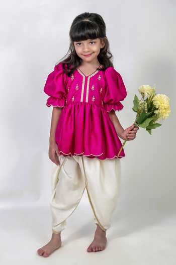 Label Kiaa Embroidered Peplum Kurta & Tulip Pant Set