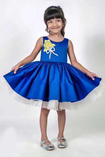 Label Kiaa Satin Embroidered Dress 