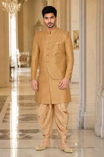 Jhambthreads Panelled Sherwani & Peshawari Pant Set 
