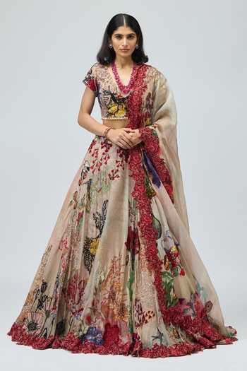 Varun Bahl Embroidered Silk Organza Lehenga Set 