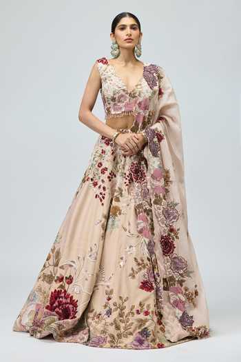 Varun Bahl Viscose Tissue & Organza Embroidered Lehenga Set 