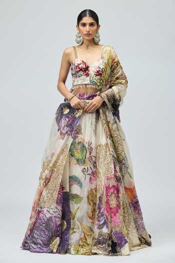 Varun Bahl Embroidered Printed Lehenga Set 