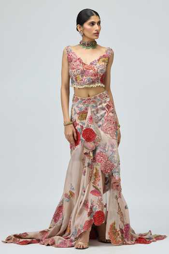 Varun Bahl Embroidered Blouse & Skirt Set 