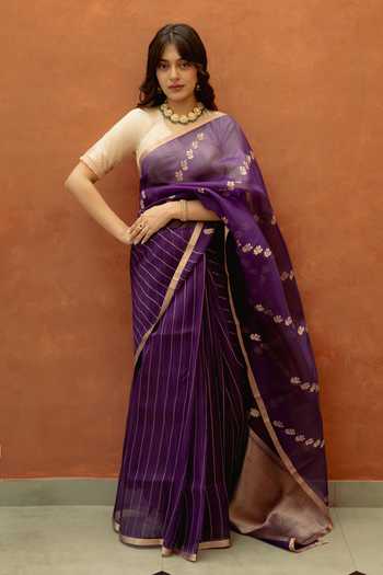 Priyanka Raajiv Aparna Woven Saree With Unstitched Blouse Fabric 