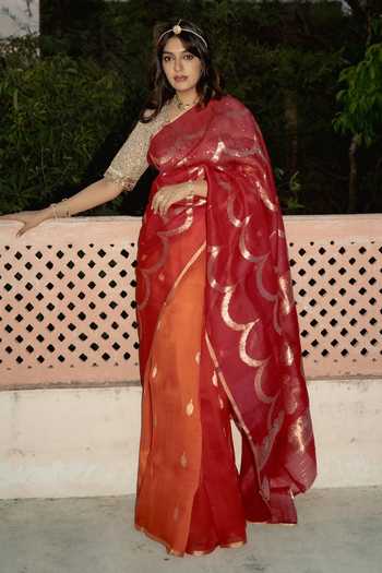 Priyanka Raajiv Viraja Silk Banarasi Saree With Unstitched Blouse Piece