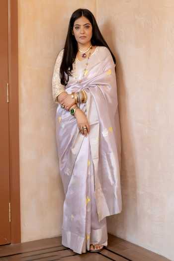 Priyanka Raajiv Iraya Silk Chanderi Saree With Unstitched Blouse Piece