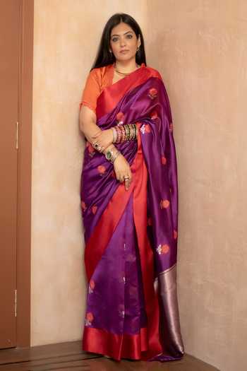 Priyanka Raajiv Shyamali Silk Chanderi Saree With Unstitched Blouse Piece