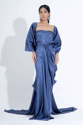 NA-KA Silk Draped Gown With Jacket 