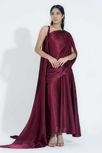 NA-KA One Shoulder Silk Top & Skirt Set 