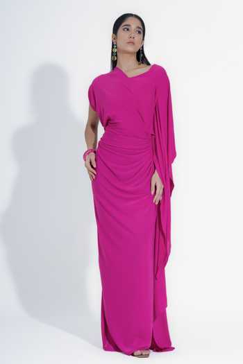 NA-KA Asymmetric Draped Gown 