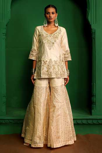 Charu Makkar Madhubala Embroidered Kurta With Gharara 