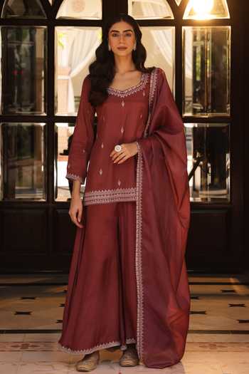 Seher Jaipur Izar Embroidered Kurta Palazzo Set 