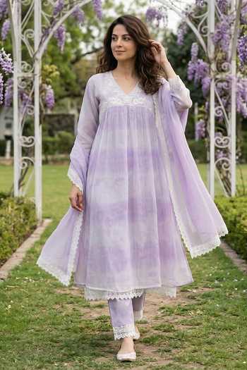 Missprint Shibori Tie Dye Organza Kurta Set 