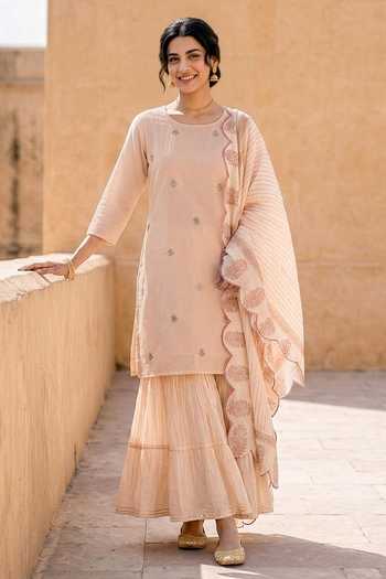 Missprint Block Print Chanderi Kurta Sharara Set 